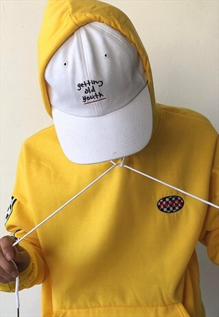 PLAIN BASEBALL CAP WITH URBAN YOUTH SLOGAN PRINT IN WHITE