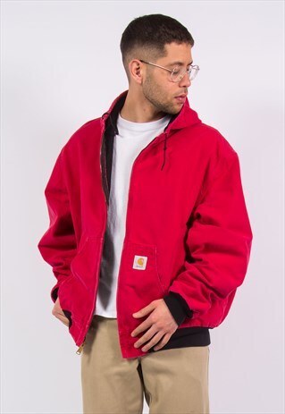 VINTAGE CARHARTT DUCK WORK JACKET RED COAT CHORE