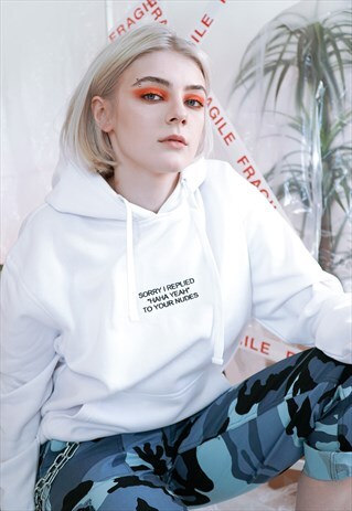 SORRY I REPLIED HAHA YEAH TO YOUR NUDES EMBROIDERED HOODIE