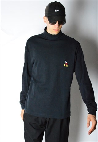 VINTAGE 90S BLACK MINIMALIST MICKEY TURTLE NECK