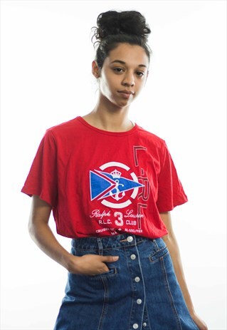 VINTAGE RALPH LAUREN LOGO SAILING T-SHIRT 90S X 5.5