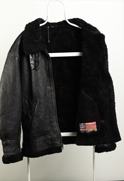 Protocol Vintage Sheepskin Leather Jacket Black