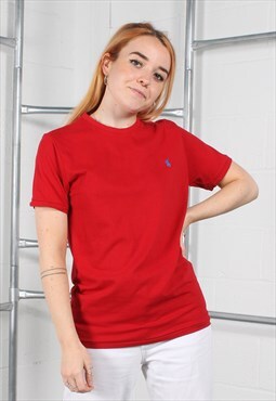 Vintage Polo Ralph Lauren T-Shirt in Red with Logo Medium