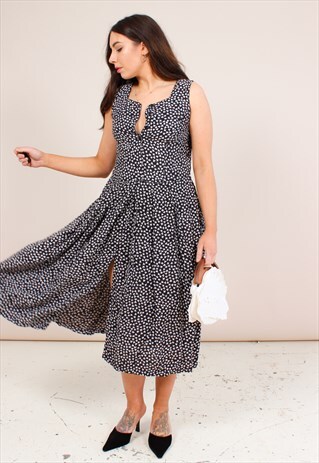 VINTAGE 90S FLORAL PRINT MIDI DRESS