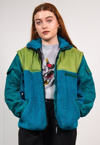 VINTAGE 90'S BLUE TEDDY FLEECE JACKET