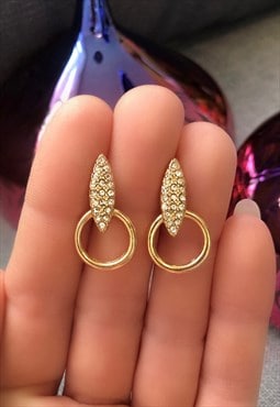 Gold Coloured Diamonte Earrings