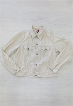 Y2K Denim Jacket White Casual Cotton