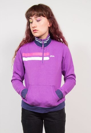 FILA VINTAGE 90'S PURPLE QUARTER ZIP SWEATSHIRT