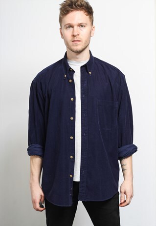 VINTAGE CORDUROY CORD SHIRT BLUE