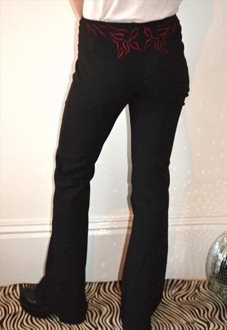 VINTAGE 90'S Y2K LOW-WAIST FLARE TROUSERS W/ BACK EMBROIDERY