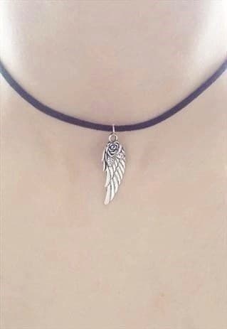 ANGEL WING CHOKER - SUEDE CHOKER
