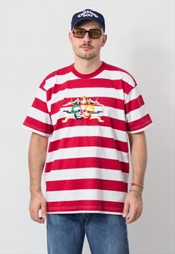 Vintage sailor t-shirt in striped red white short sleeve