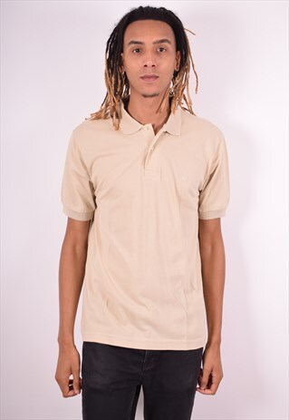 DIADORA MENS VINTAGE POLO SHIRT LARGE BEIGE 90S