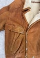 VTG 70S BROWN SHEEPSKIN SHEARLING WINTER AVIATOR JACKET COAT