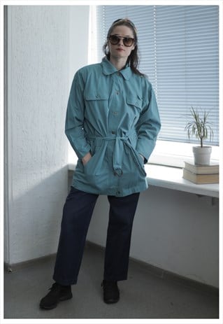 VINTAGE 80'S BLUE COTTON PARKA JACKET