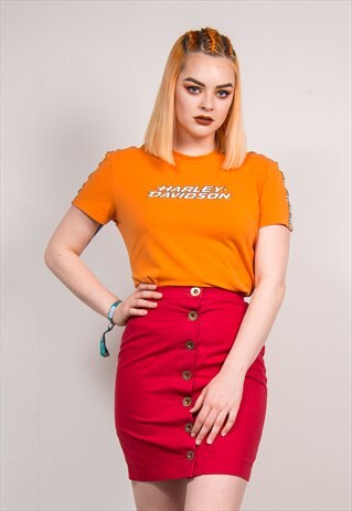 90'S VINTAGE RED BUTTON DOWN PENCIL MINI SKIRT