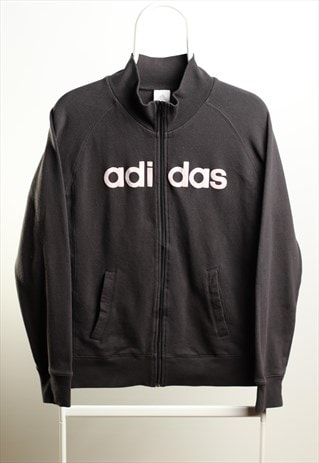 VINTAGE ADIDAS ZIP UP BLACK SWEATSHIRT SIZE M