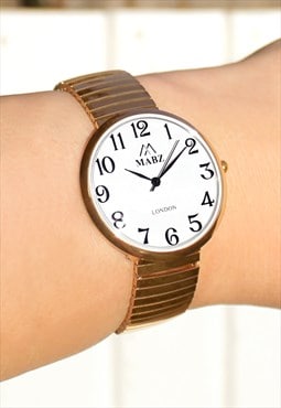 Gold Watch with Expander Strap