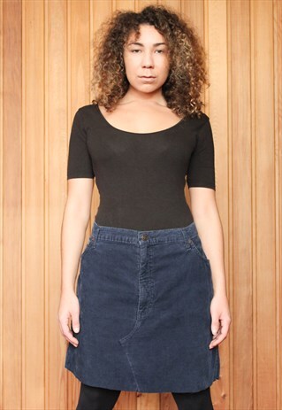 VINTAGE REWORKED BLUE WRANGLER CORD SKIRT