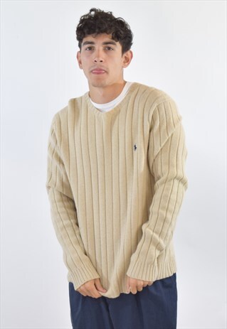 VINTAGE 90S BEIGE RALPH LAUREN KNIT JUMPER