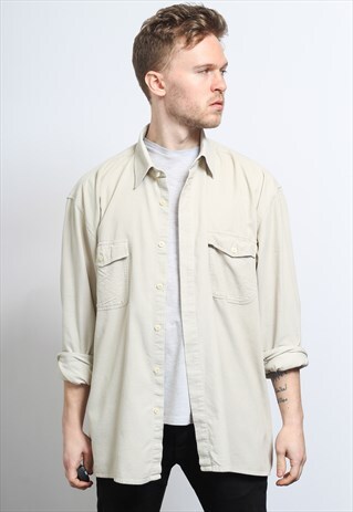 VINTAGE CORDUROY CORD SHIRT CREAM