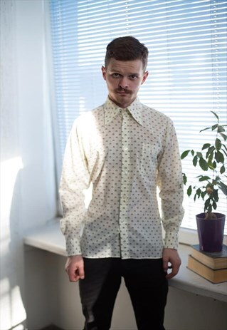 VINTAGE 90' YELLOWISH PATTERNED SHIRT