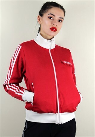 VINTAGE RED ADIDAS ZIP UP JACKET