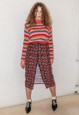 Vintage Y2K midi floral print skirt