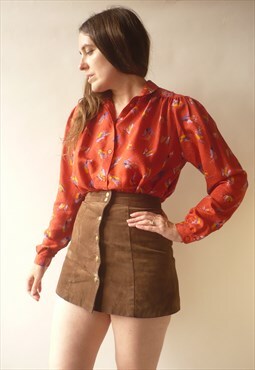 1970's Vintage Retro Pattern Bohemian Shirt Blouse