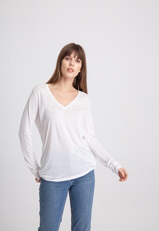BASIC CREW NECK LONG SLEEVE T-SHIRTS WHITE