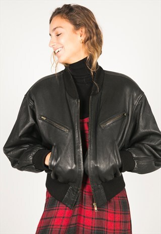 VINTAGE 80S BOMBER LEATHER JACKET / R063