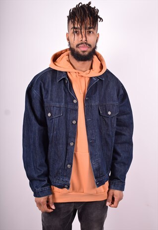 MENS VINTAGE DENIM JACKET LARGE BLUE 90'S
