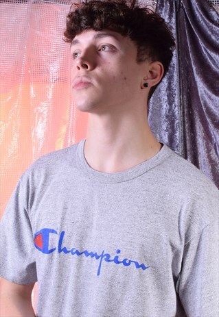 VINTAGE CHAMPION GREY PRINTED TEE