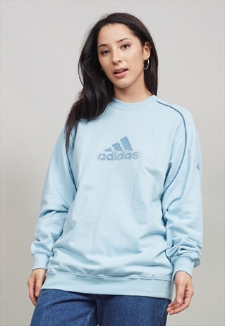 VINTAGE CLASSIC 90'S OVERSIZED BABY BLUE ADIDAS SWEATSHIRT