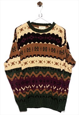 Vintage  Woods & Gray  Sweater Abstract Pattern Brown
