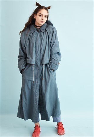90'S RETRO FAUX FUR DETAILED MOMS MAC TRENCH COAT