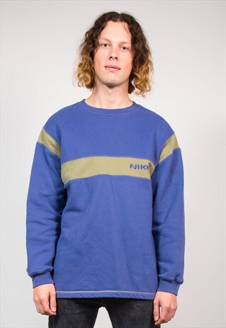 90'S VINTAGE NIKE BLUE COLOURBLOCK SWEATSHIRT JUMPER