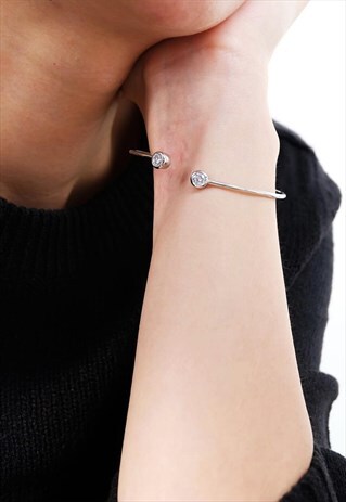 CLASSIC ROUND BANGLE WOMEN STERLING SILVER BANGLE BRACELET