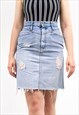 VINTAGE DISTRESSED DENIM SKIRT IN GRUNGE STYLE