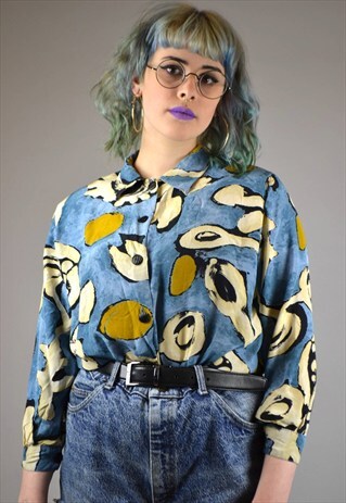 VINTAGE 80'S ABSTRACT PRINT BLOUSE