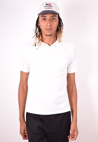 ADIDAS MENS VINTAGE POLO SHIRT SMALL WHITE 90S