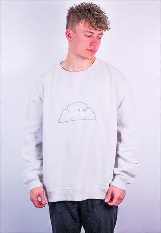 VINTAGE ELLESSE EMBROIDERY SWEATSHIRT IN WHITE