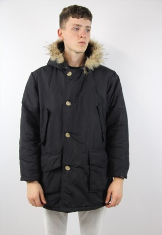 VINTAGE WOOLRICH BLACK PARKA JACKET