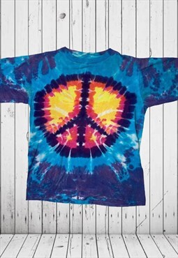 vintage tie dye peace sign festival tshirt