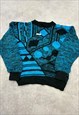 VINTAGE KNITTED JUMPER ABSTRACT PATTERNED KNIT SWEATER