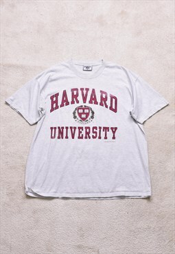 Vintage 90s Lee Harvard Grey Print T Shirt