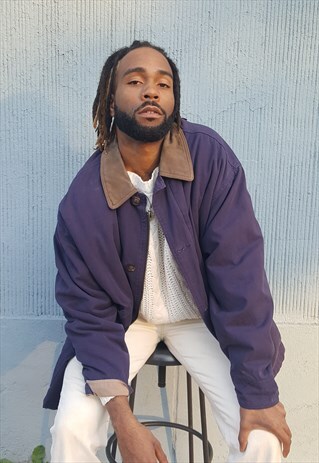 90S WORKWEAR BLUE CANVAS CHORE BARN JACKET