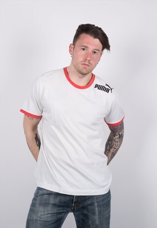 VINTAGE 1990S WHITE PUMA T-SHIRT