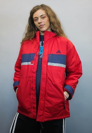VINTAGE ADIDAS RED AND BLUE PADDED COAT