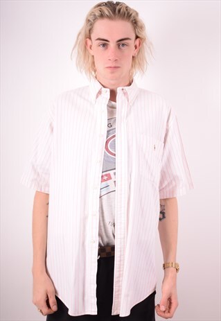POLO RALPH LAUREN MENS VINTAGE SHIRT MEDIUM WHITE 90S